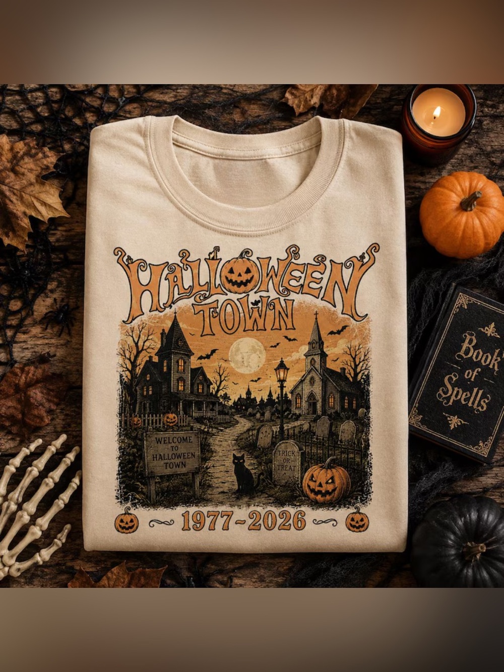 Comfort Colors Halloween Town Graphic Tee, Trick or Treat Shirt With Retro Style